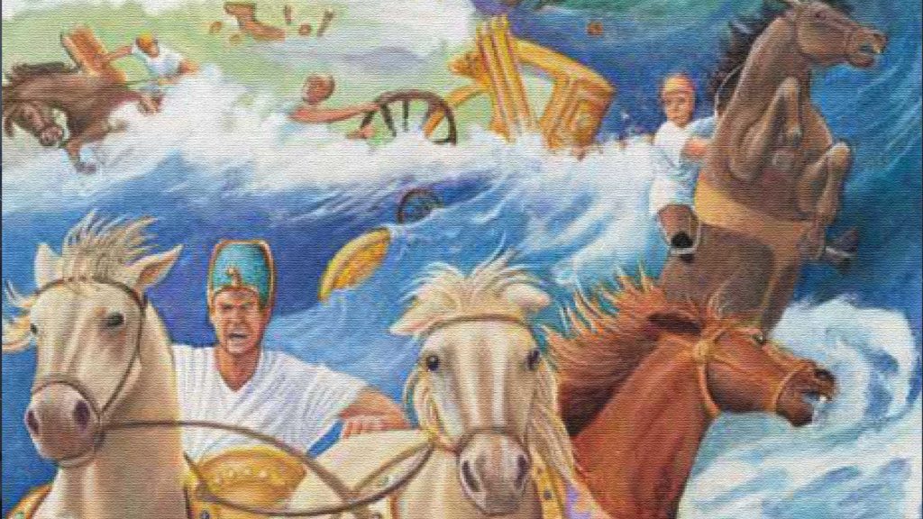 A vibrant mural showing people in traditional attire riding horses, with a dynamic background.