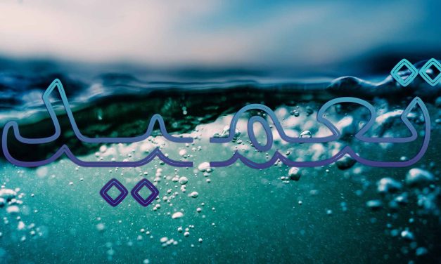 Close-up of water surface with bubbles and blurred background.